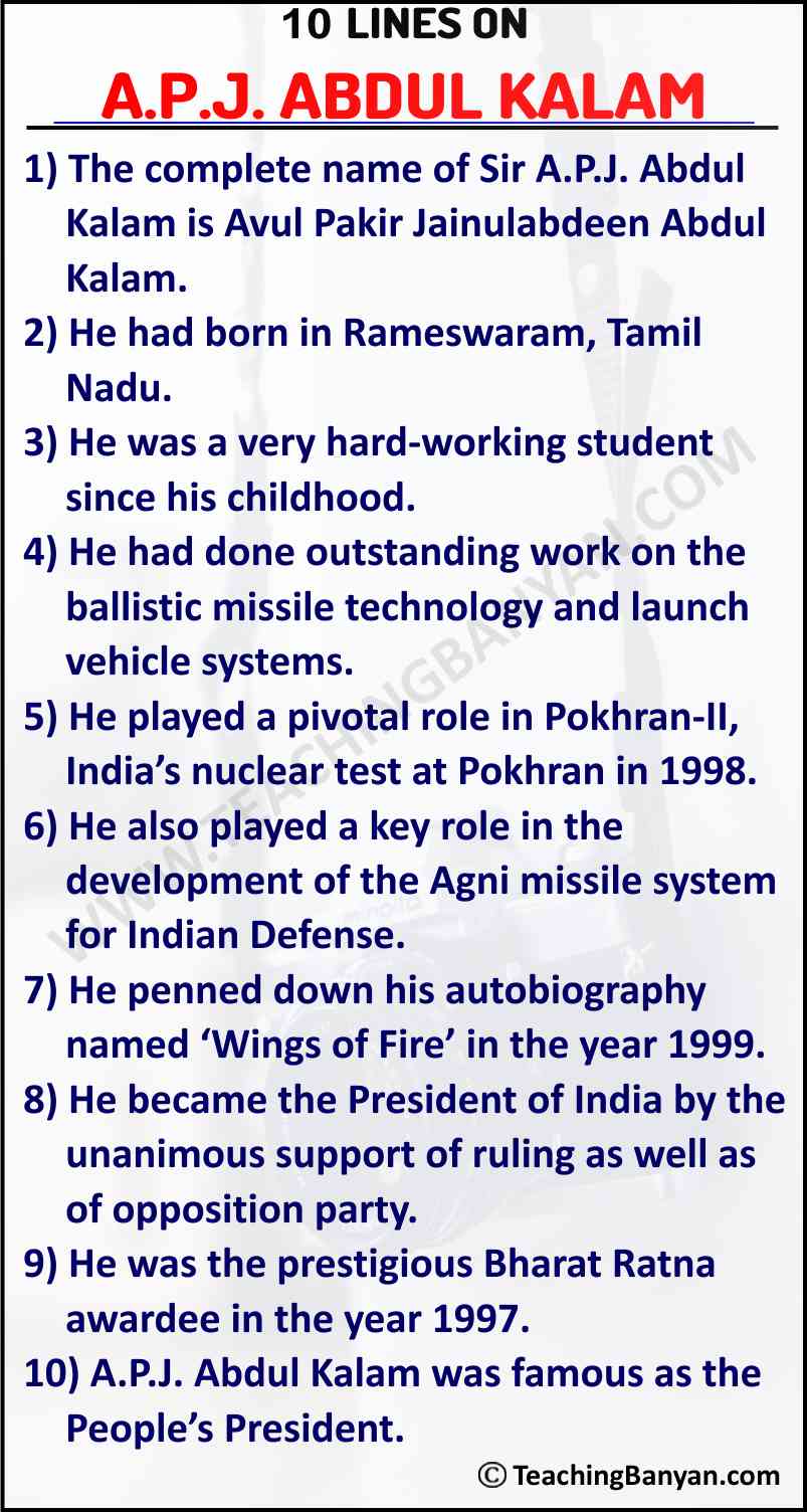 speech on apj abdul kalam for class 3