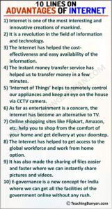 10 Lines on Advantages of Internet