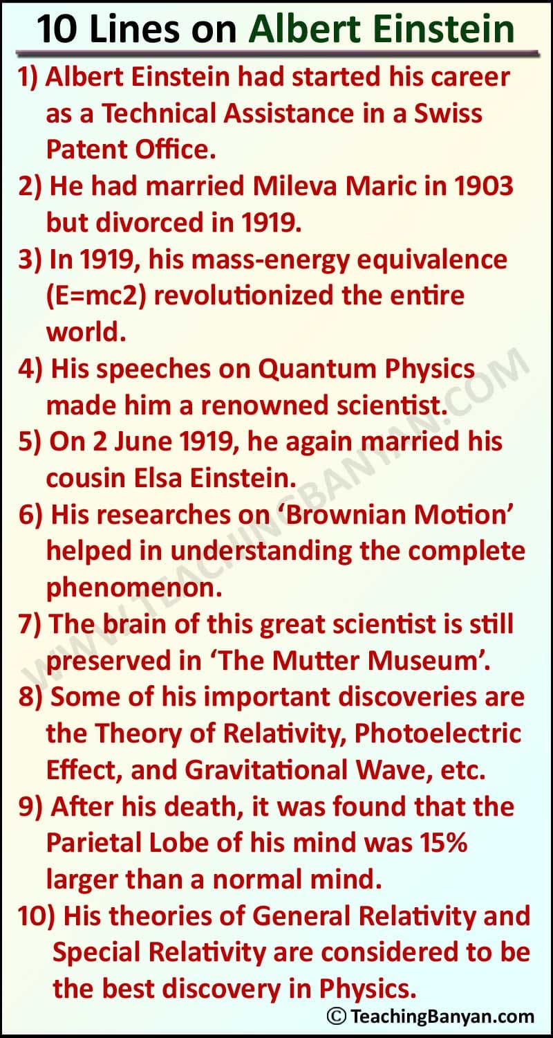 10 Lines on Albert Einstein