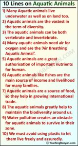 10 Lines on Aquatic Animals