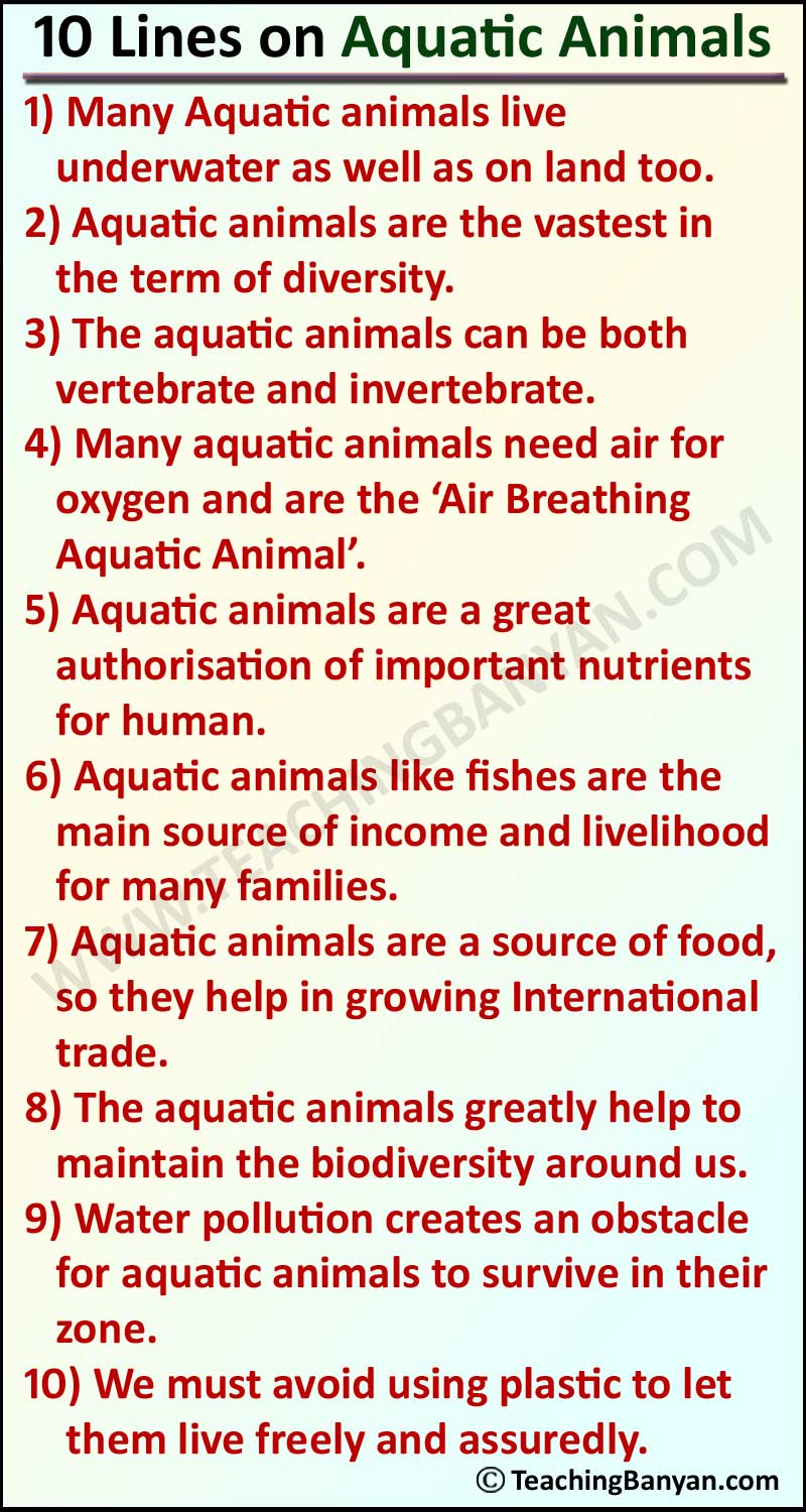 10 Lines on Aquatic Animals