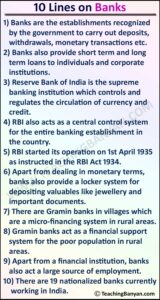 10 Lines on Banks