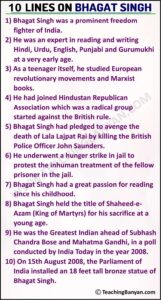 10 Lines on Bhagat Singh