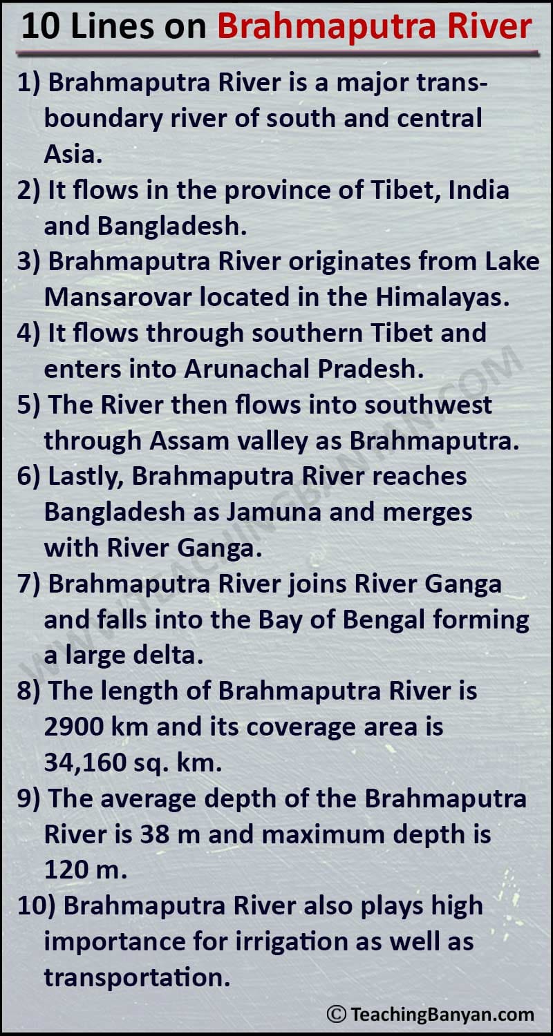 10 Lines on Brahmaputra River