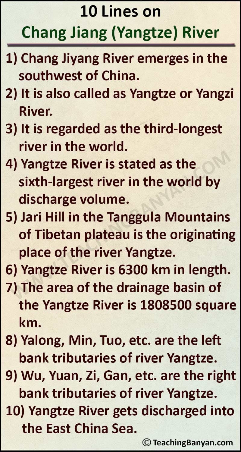 10 Lines on Chang Jiang (Yangtze) River