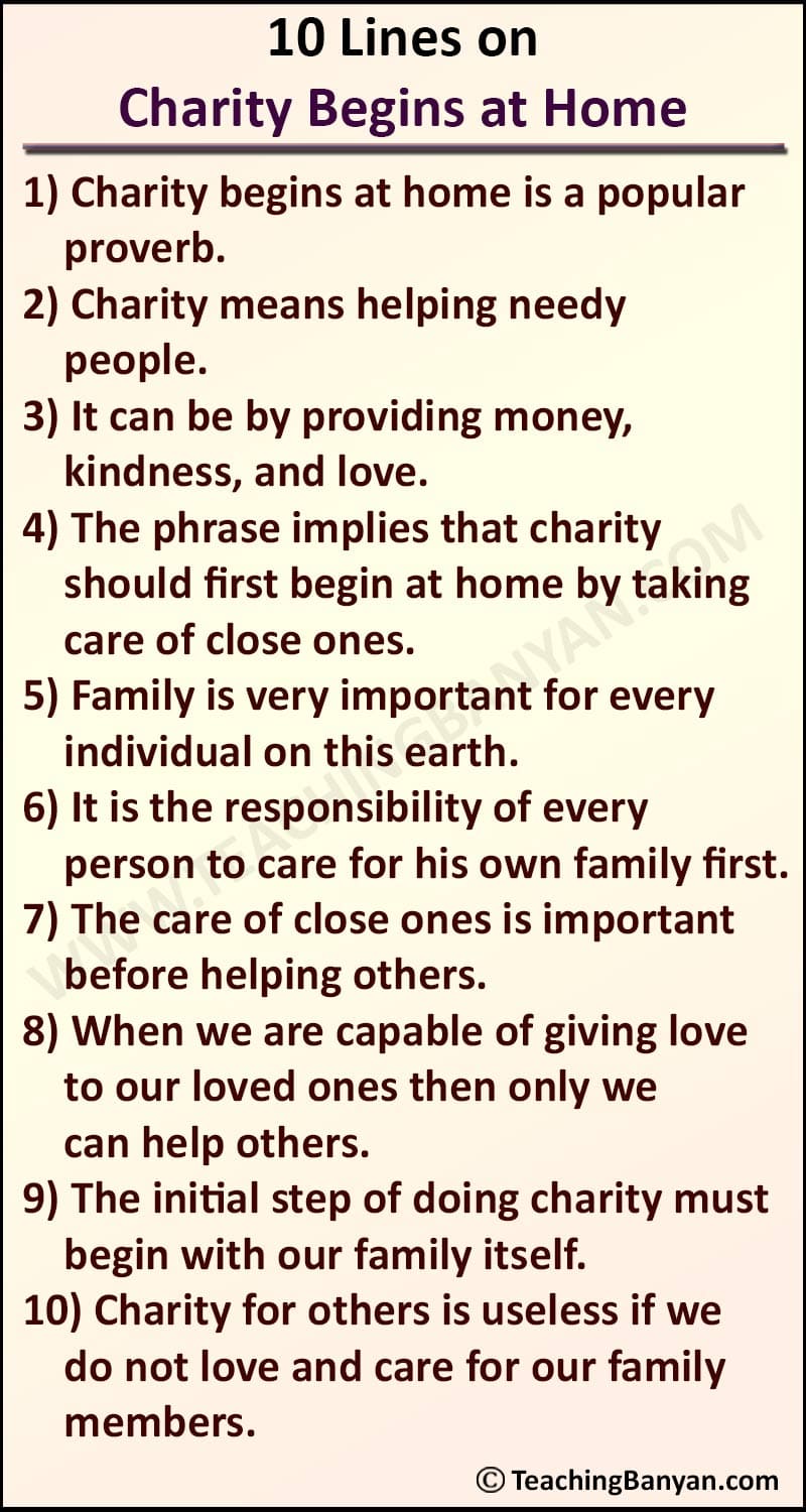 10 Lines on Charity Begins at Home
