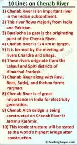 10 Lines on Chenab River