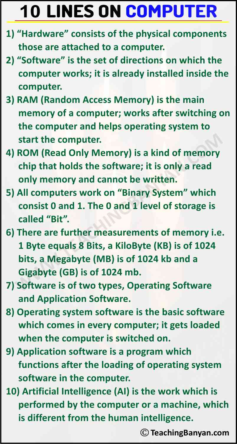 essay on computer 10 lines