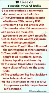 10 Lines on Constitution of India