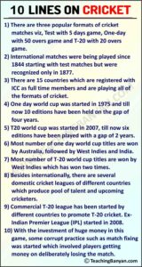 10 Lines on Cricket