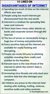 10 Lines on Disadvantages of Internet