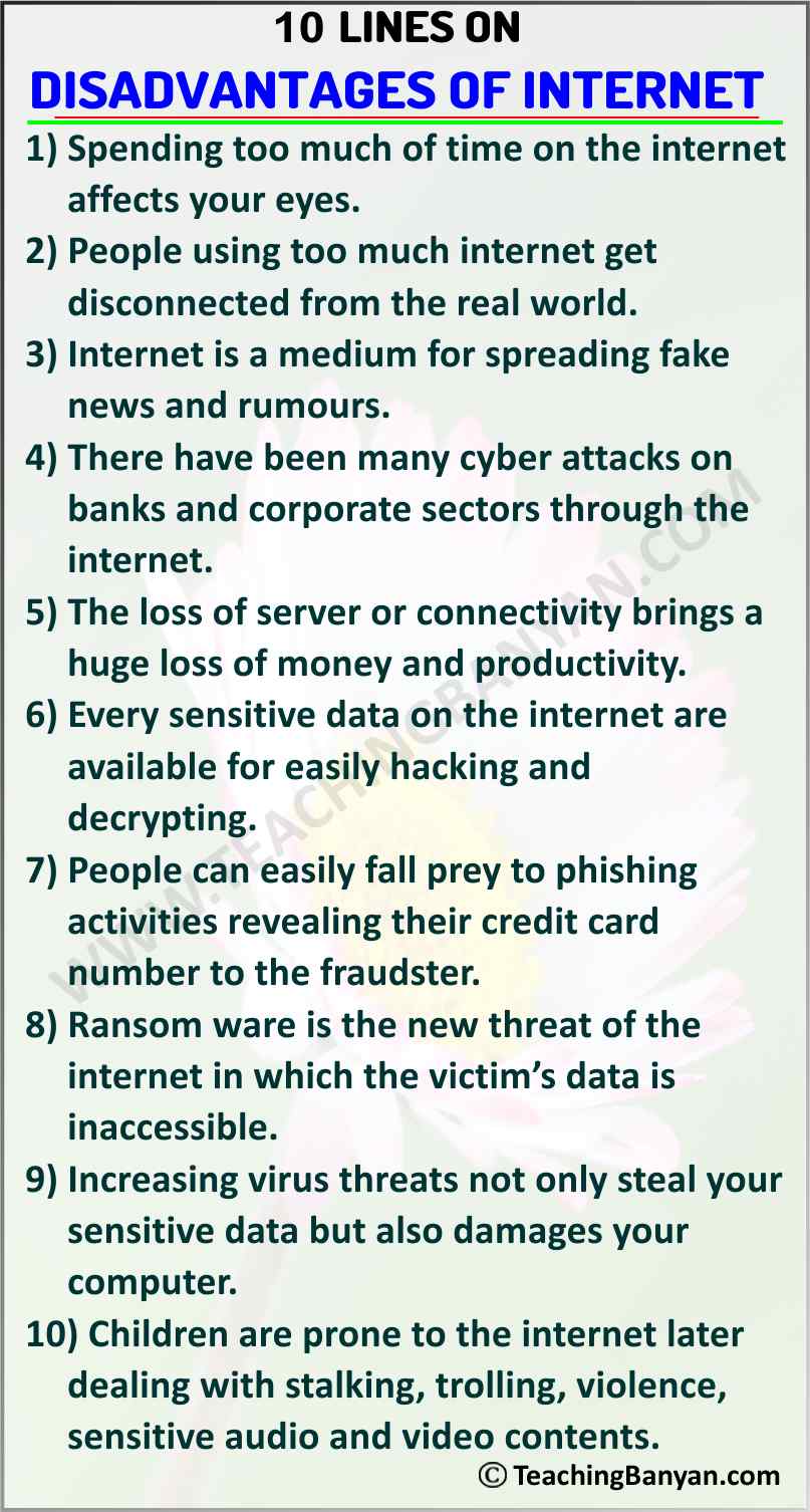 10 Lines on Disadvantages of Internet