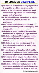 10 Lines on Discipline