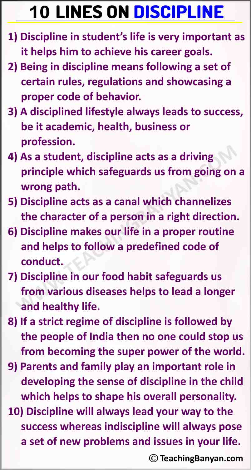 10 Lines on Discipline