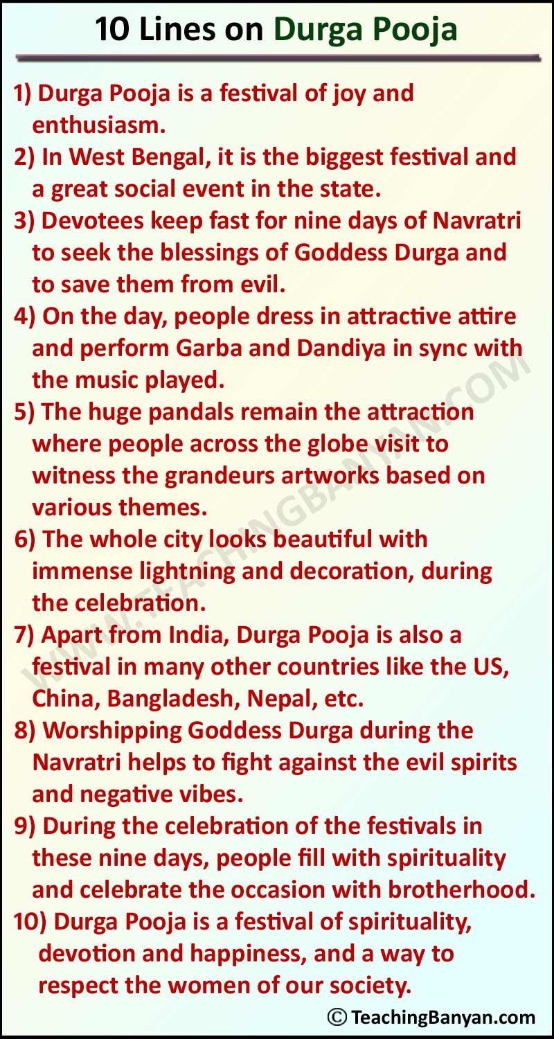 10 Lines on Durga Pooja