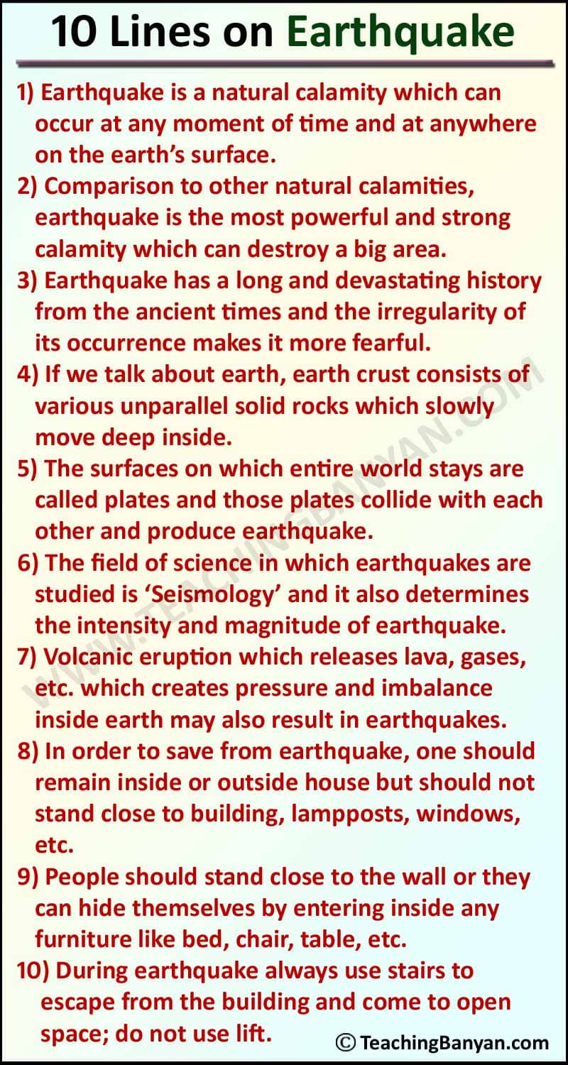 10 Lines on Earthquake