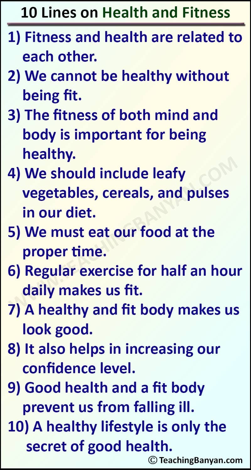 10 Lines on Health and Fitness