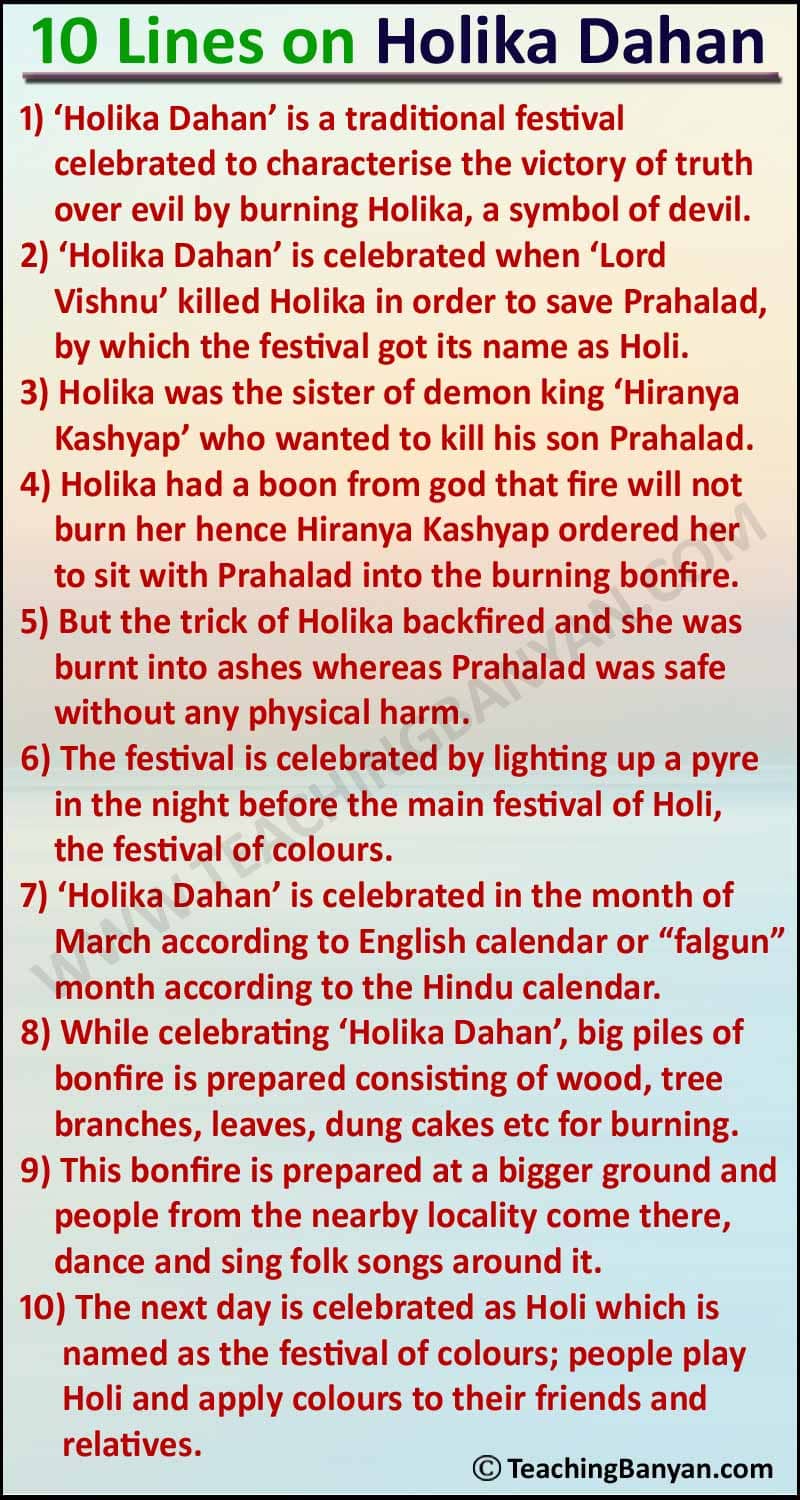 10 Lines on Holika Dahan
