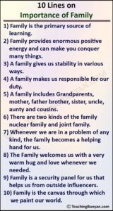 10 Lines on Importance of Family