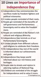 10 Lines on Importance of Independence Day