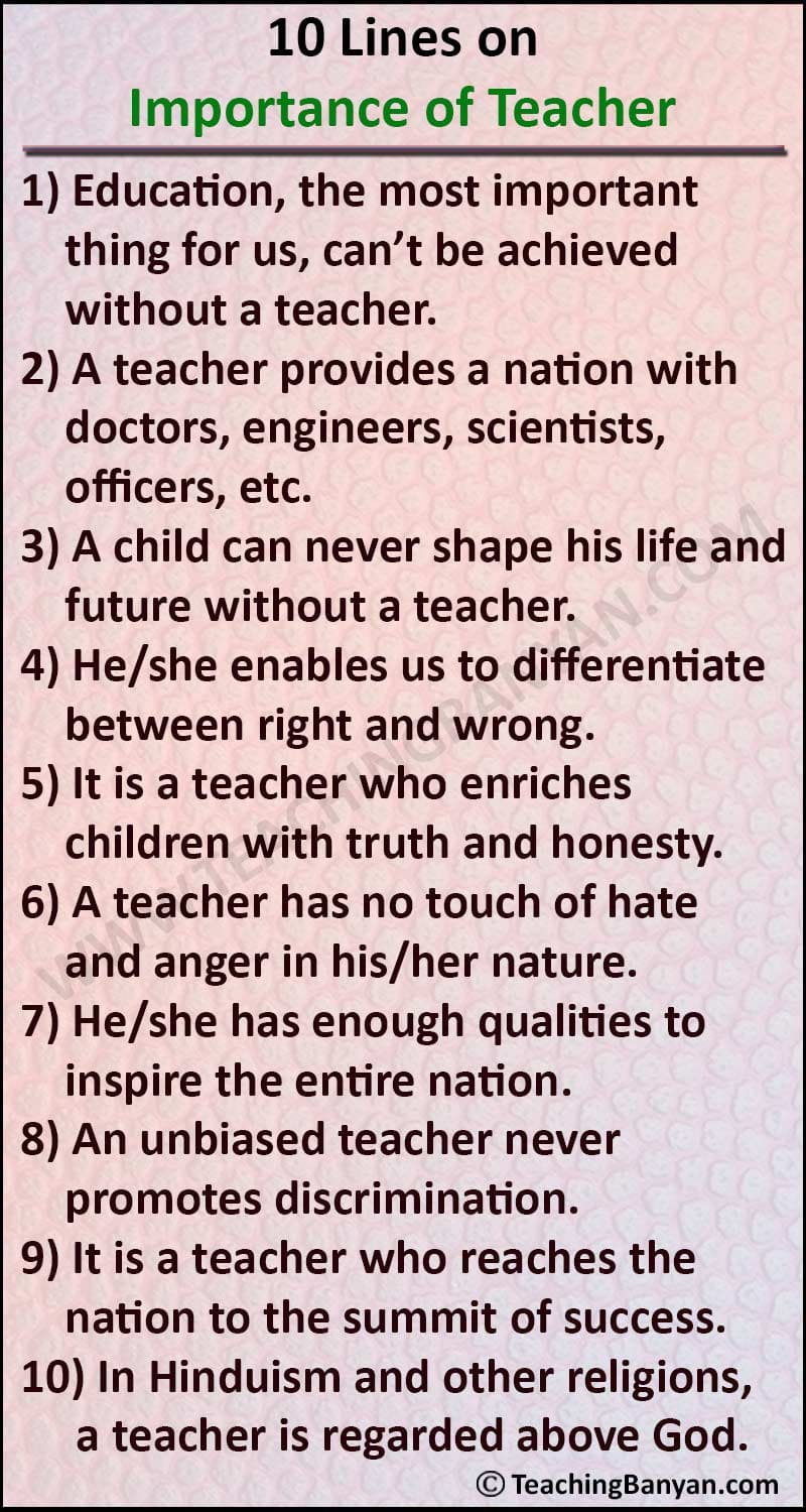 10 Lines on Importance of Teacher