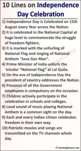 10 Lines on Independence Day Celebration