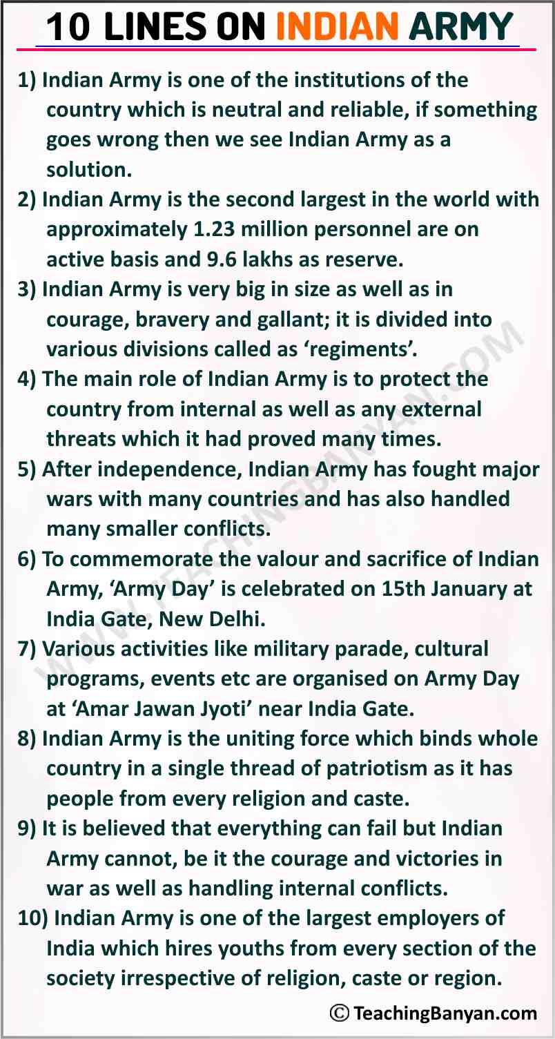 essay on indian army 150 words