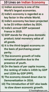 10 Lines on Indian Economy