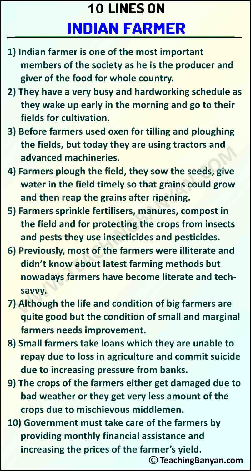 10 Lines on Indian Farmer