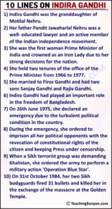 10 Lines on Indira Gandhi