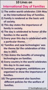 10 Lines on International Day of Families