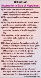 10 Lines on International Day of Happiness