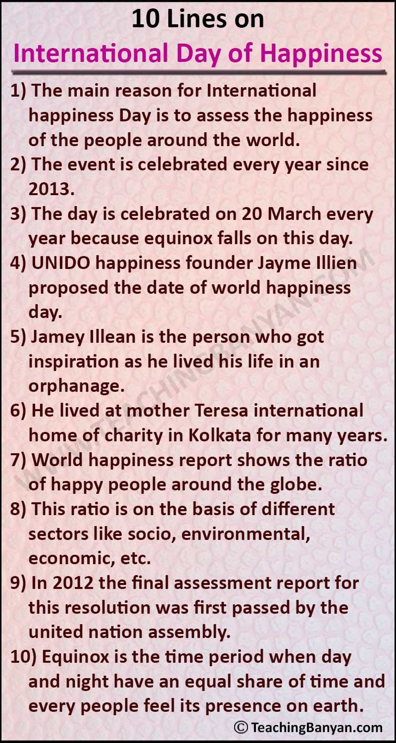 10 Lines on International Day of Happiness