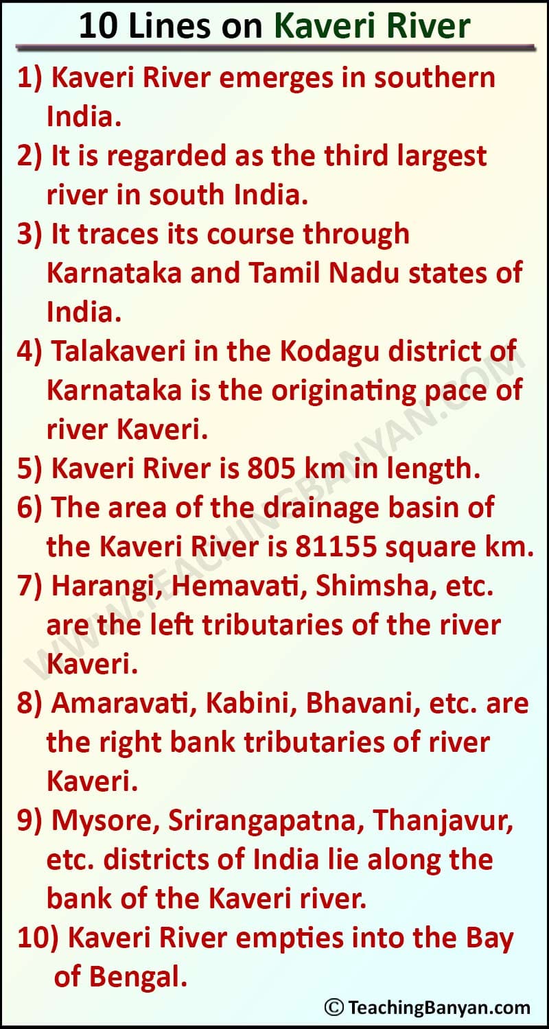 10 Lines on Kaveri River