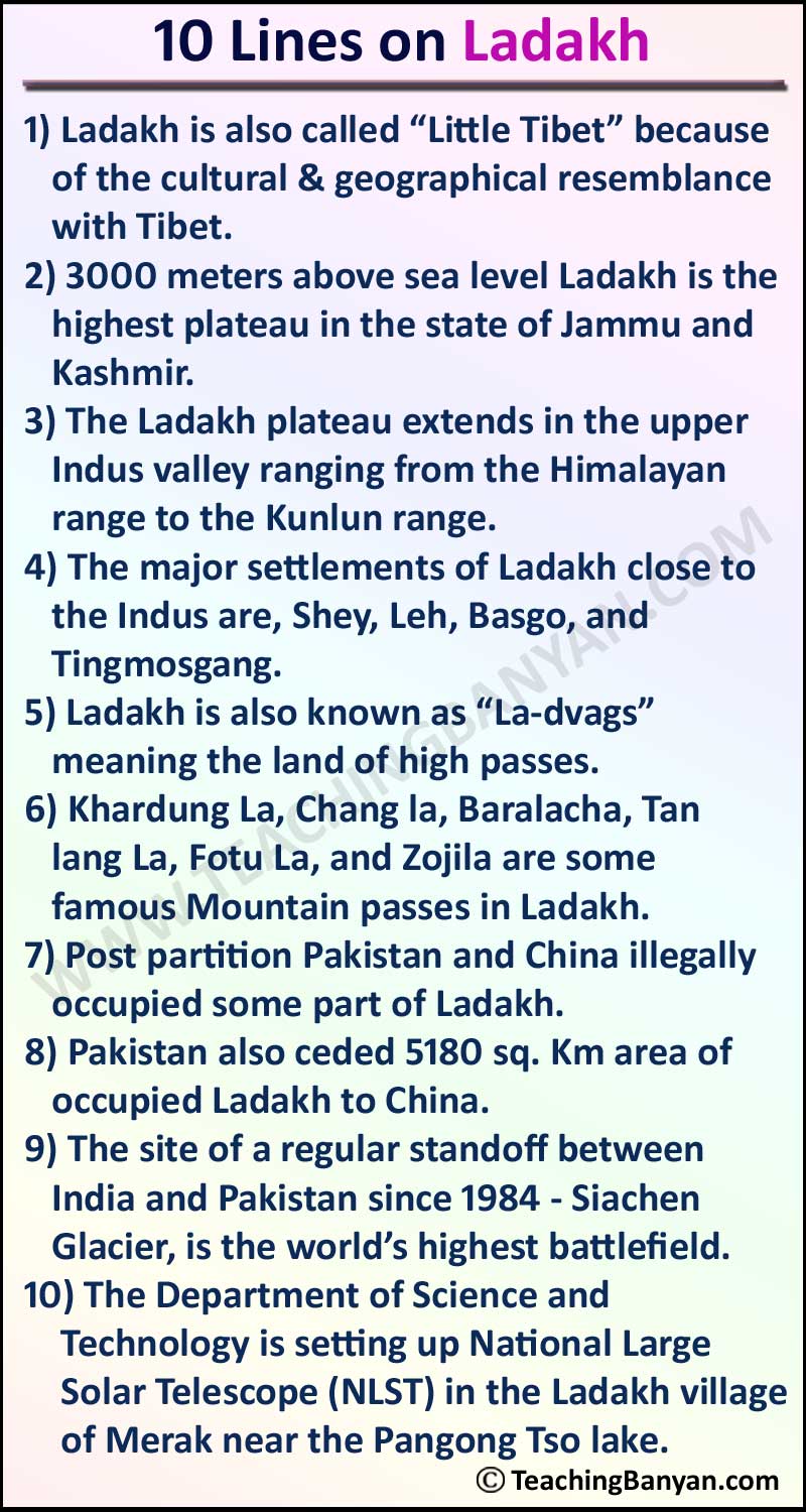10 Lines on Ladakh