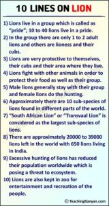 10 Lines on Lion