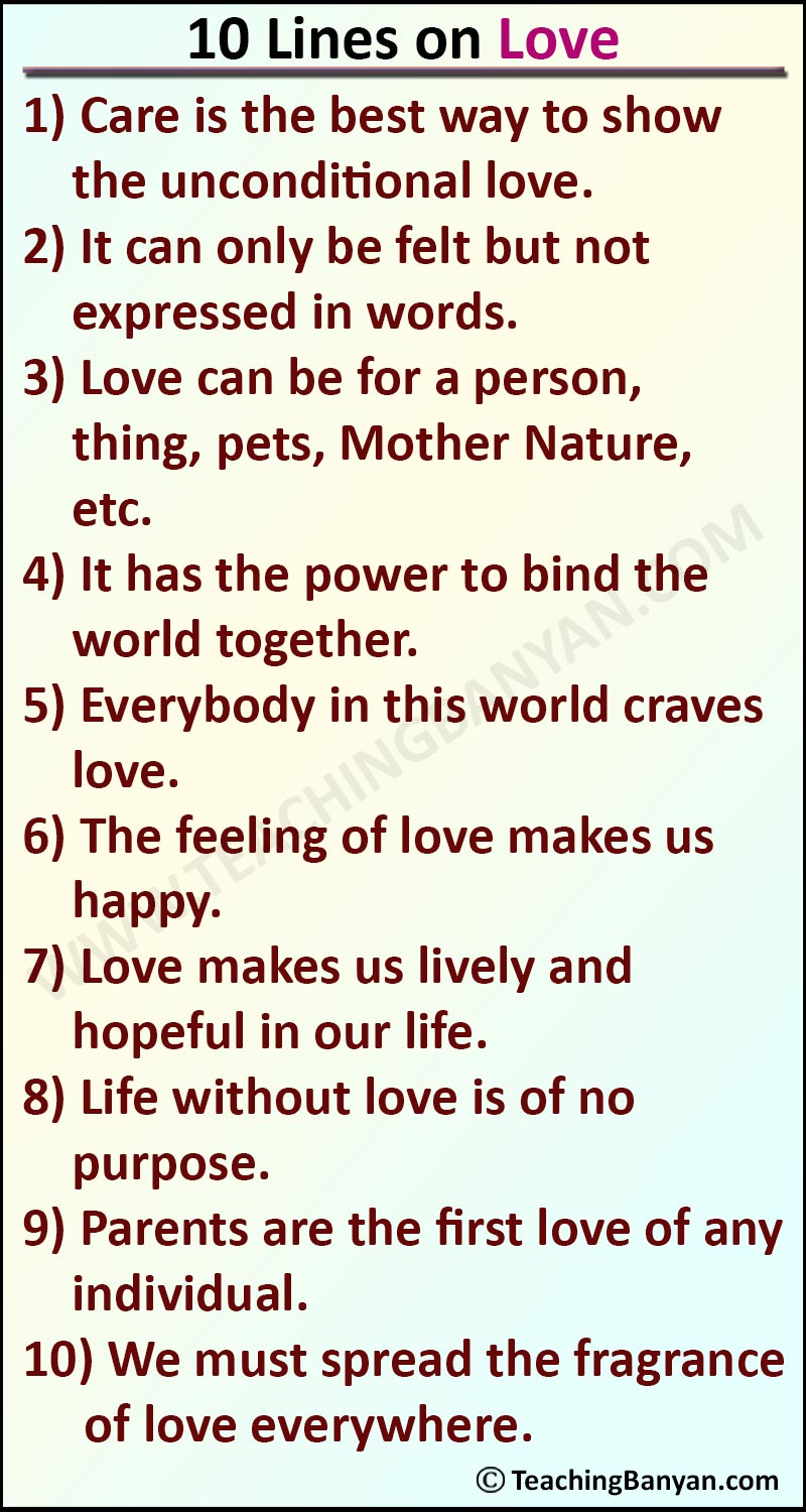 10 Lines on Love in English for Children and Students of Class 1, 2, 3, 4,  5, 6