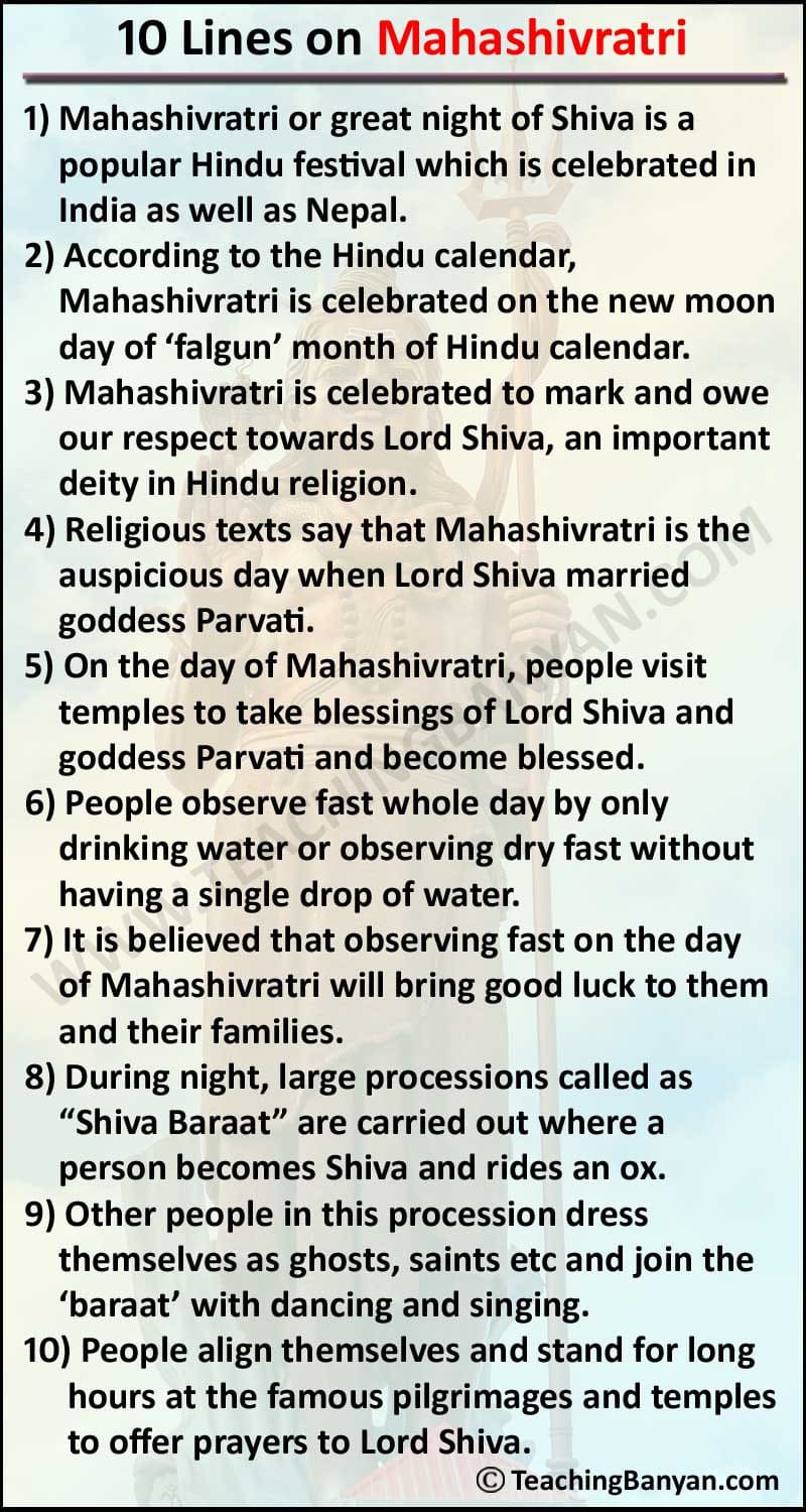 10 Lines on Mahashivratri