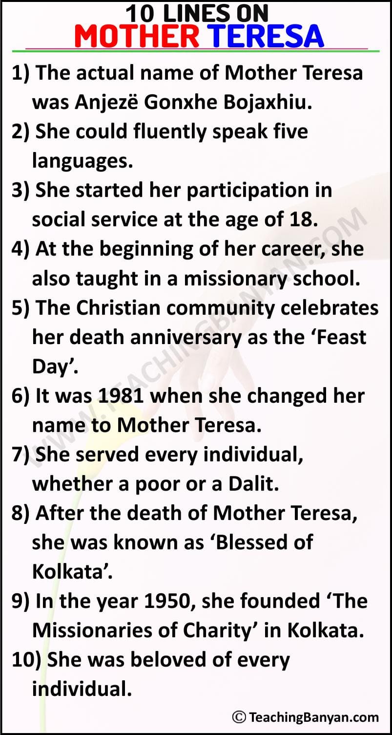 10 Lines on Mother Teresa