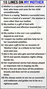 10 Lines on My Mother