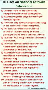 10 Lines on National Festivals Celebration