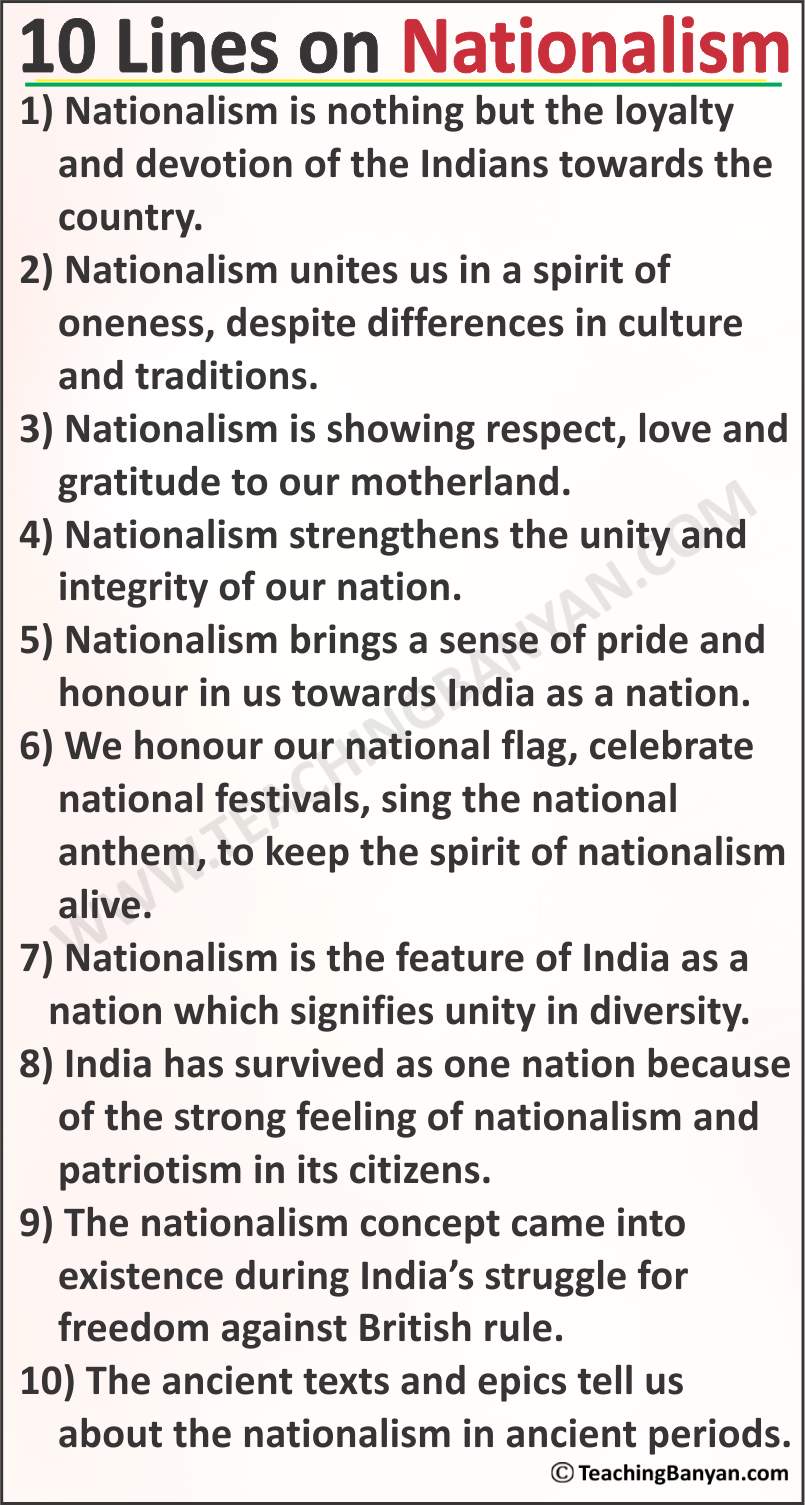 10 Lines on Nationalism