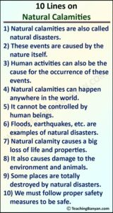 10 Lines on Natural Calamities