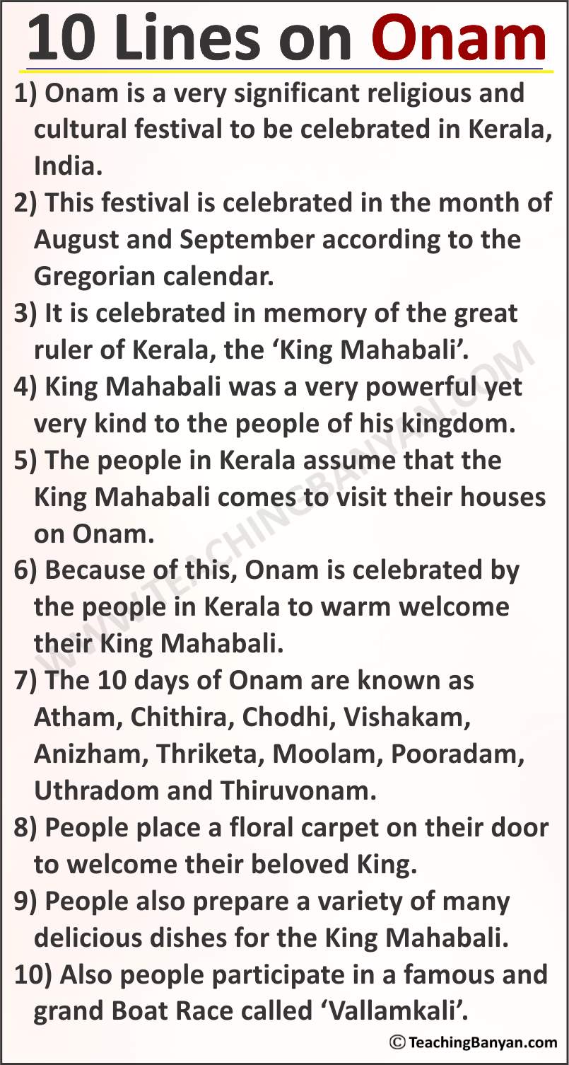 10 Lines on Onam