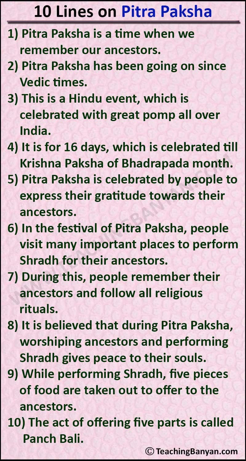 10 Lines on Pitra Paksha