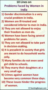 10 Lines on Problems Faced by Women in India
