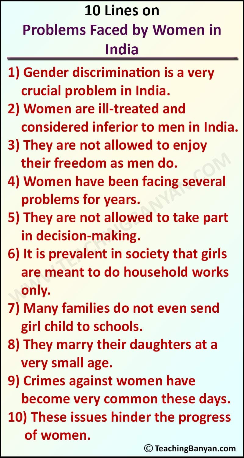 10 Lines on Problems Faced by Women in India