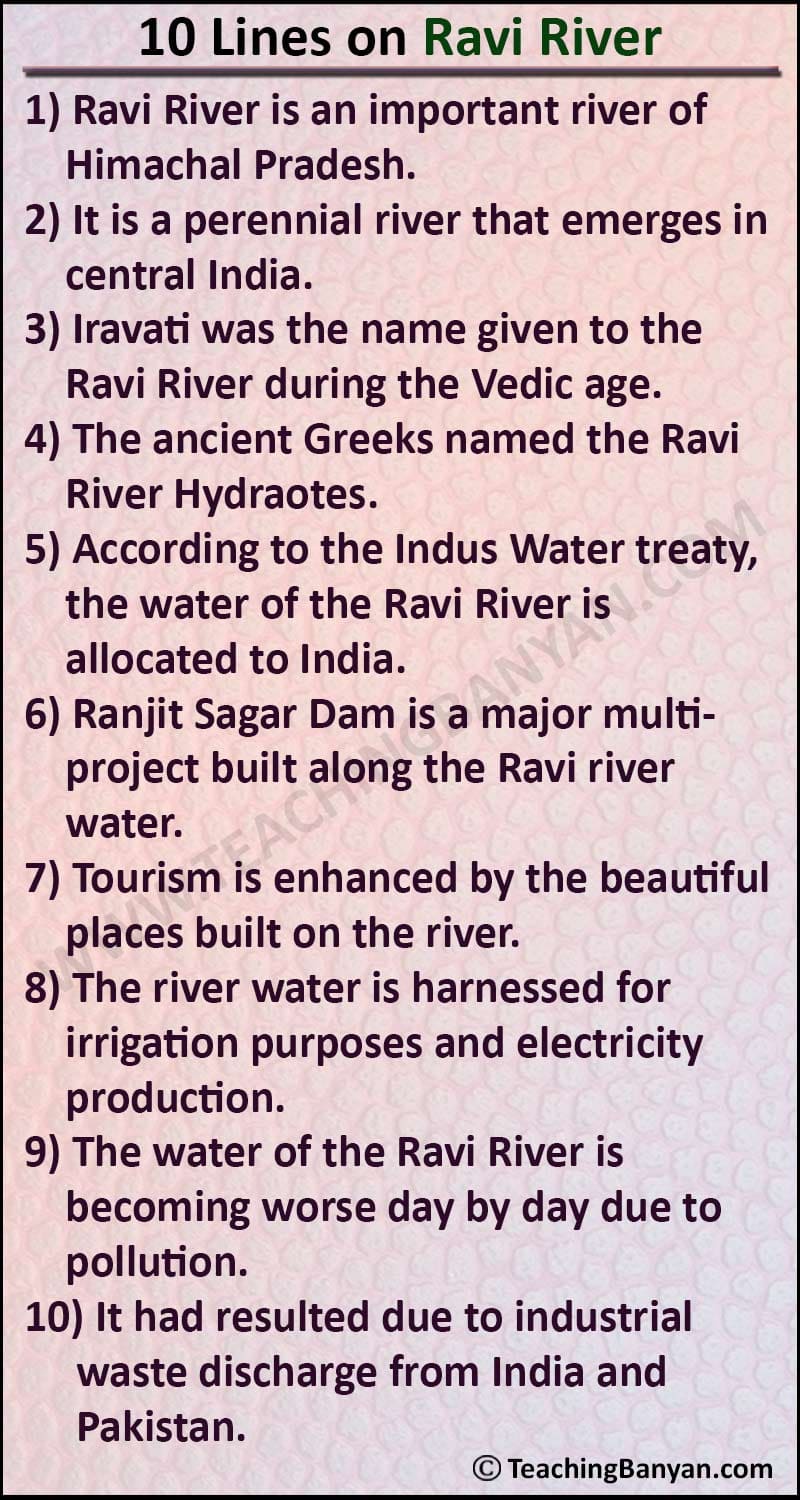 10 Lines on Ravi River