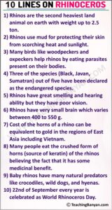 10 Lines on Rhinoceros