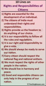10 Lines on Rights and Responsibilities of Citizens